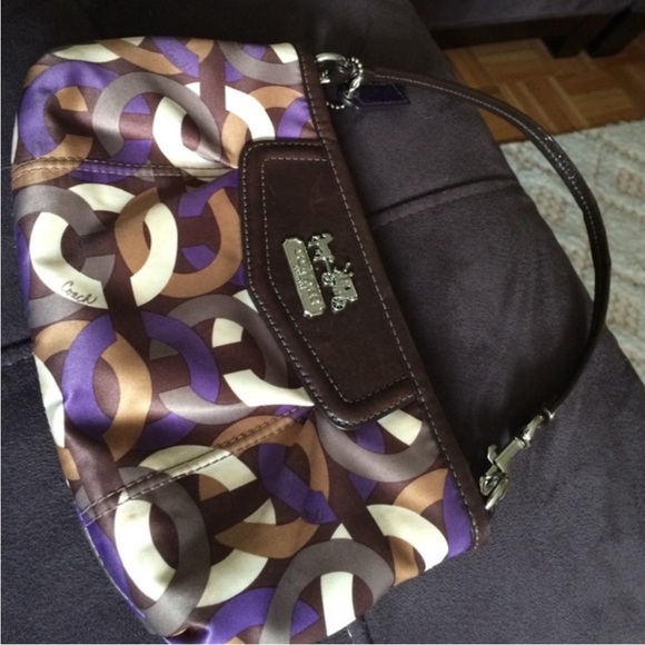 Coach Purple and Brown Patterned Shoulder Bag - Picture 2 of 4